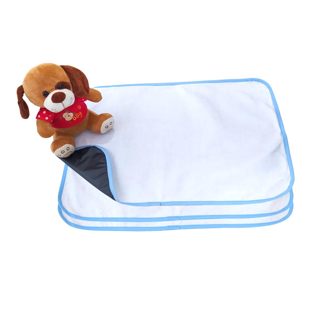 Tapete Higiênico Lavável Kit com 3 unidades - Borda Azul G 70x50cm - 200 lavagens