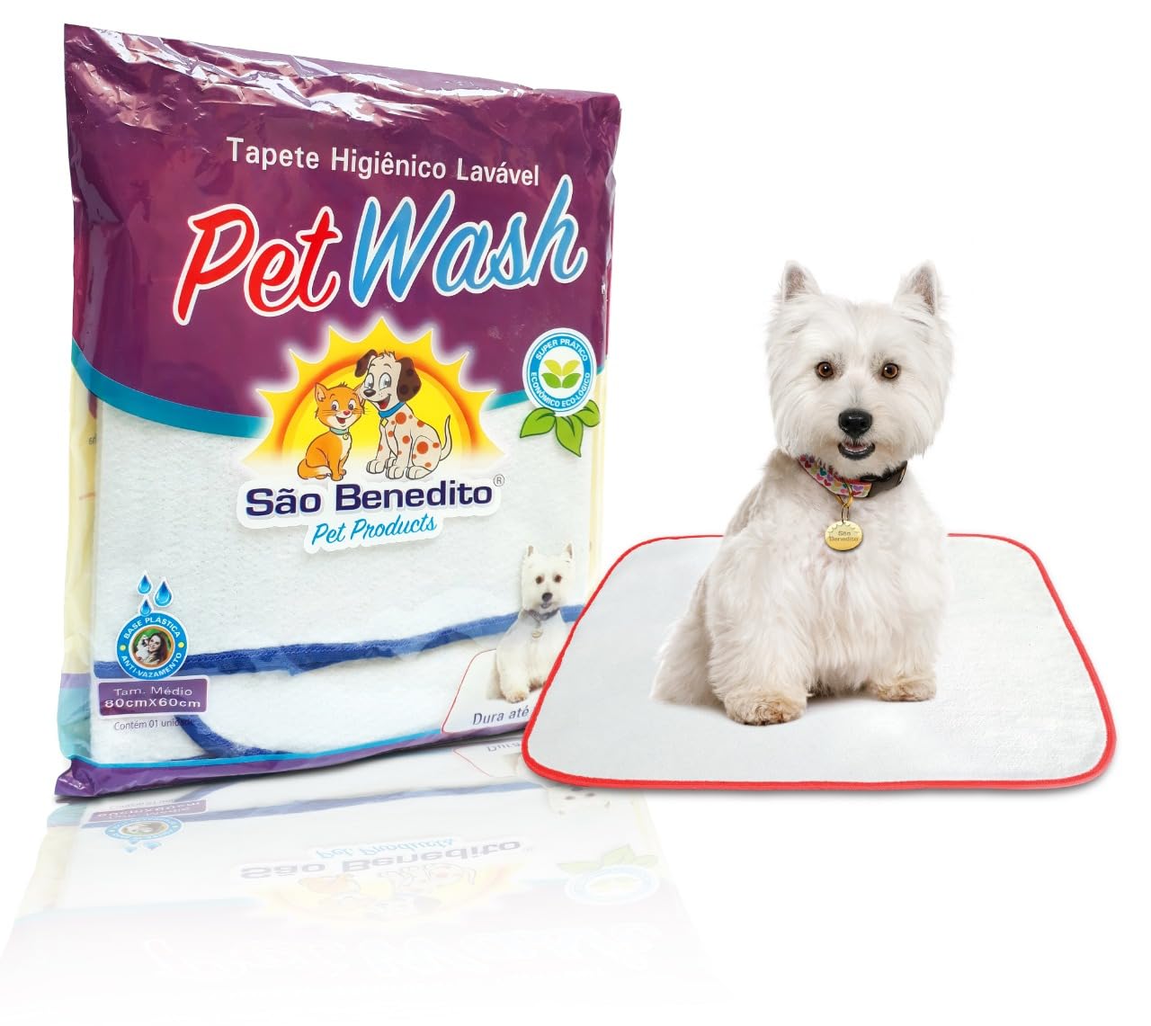 Genérico Tapete Higiênico Lavável Cães Pet Wash M 80x60cm (Rosa)