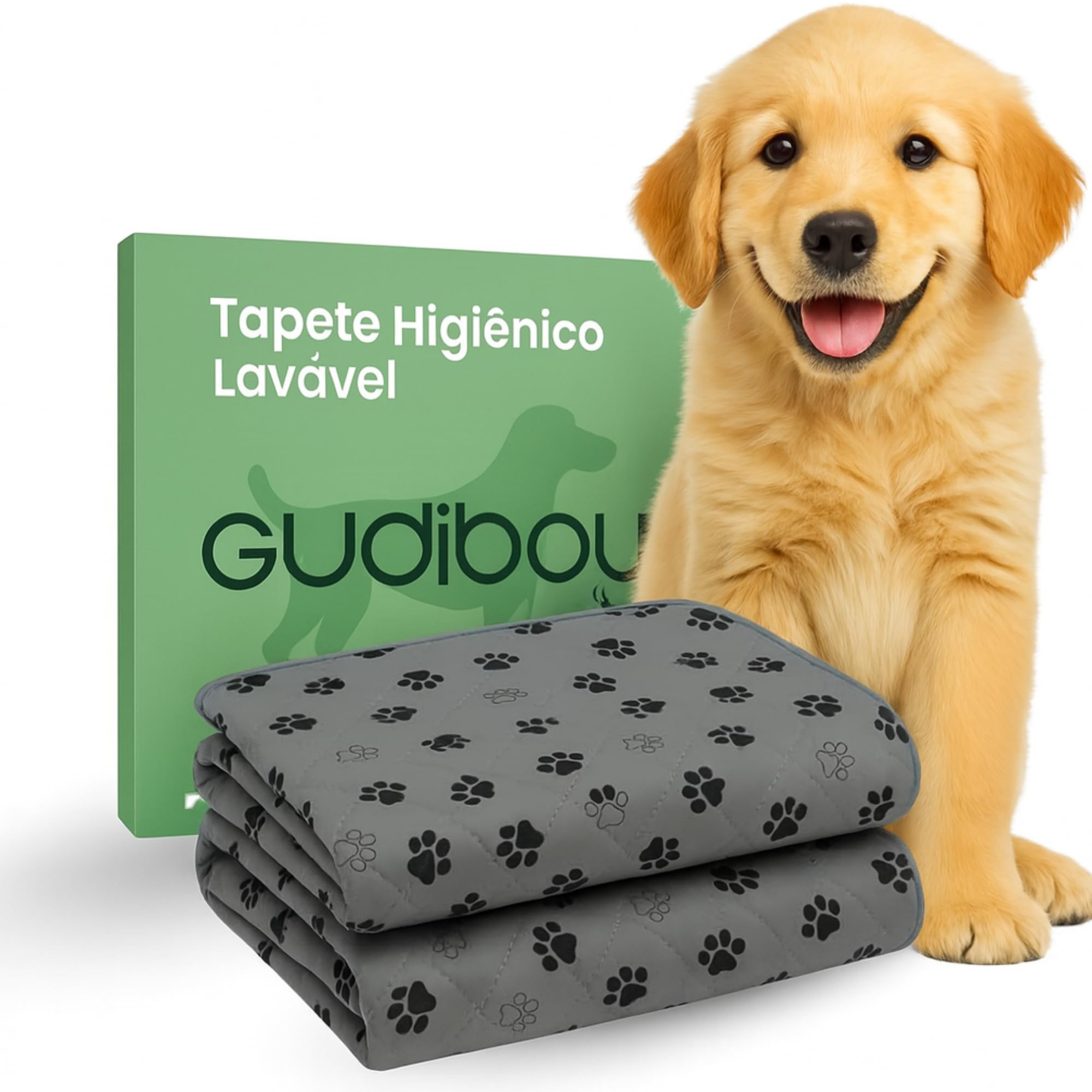 Gudiboy Tapete Higiênico Pet Reutilizável Grande, Cerca de 1 Ano de Uso, 100x70cm | Resistente e Durável, Tapetes Laváveis – 2 Unidades -