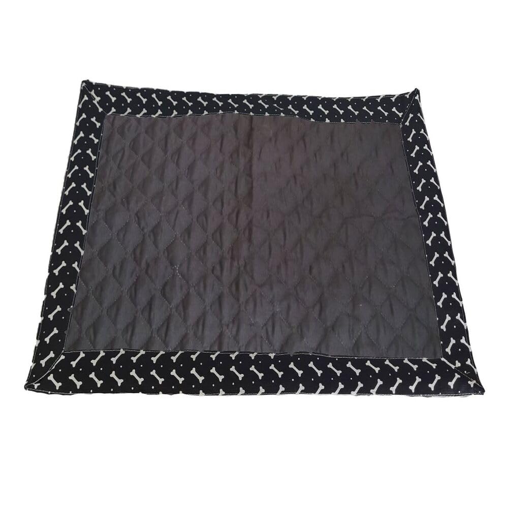 Tapete Higiênico Pet Impermeável Grande Reutilizável Lavável, Microfibra Matelada, 70 x 100 cm (Ossinho Preto, Grande)