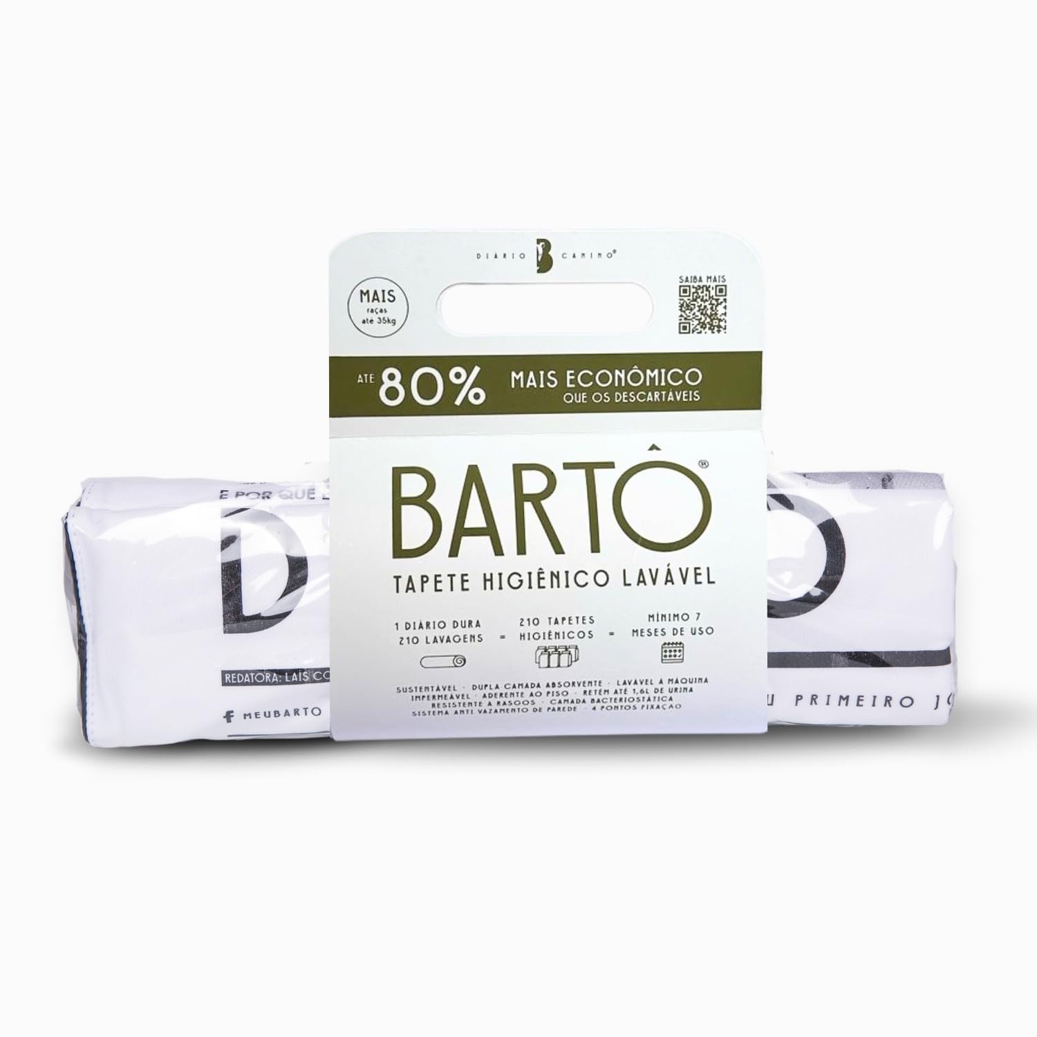 Barto Tapete Higiênico Lavável Meu Bartô Diário Canino Para Cães De Até 25Kg