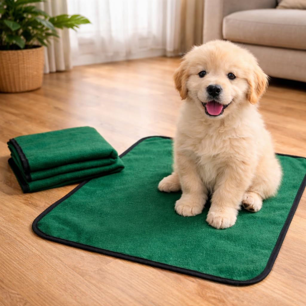 Kit 2 Tapetes Higiênico Verde Grama Lavável para Cachorro | Banheiro Pet Reutilizável 70x50cm