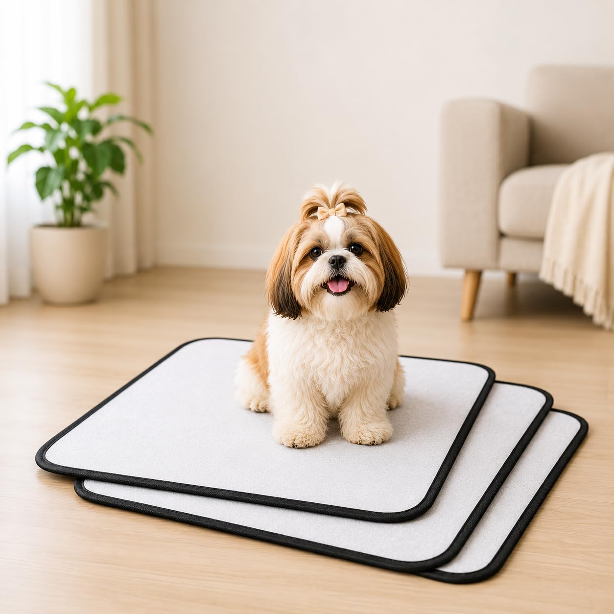 Kit 3 Tapetes Higiênicos Laváveis 50x40cm para Cachorro Reutilizável, Impermeável, Econômico, Antivazamento e Alta Absorção