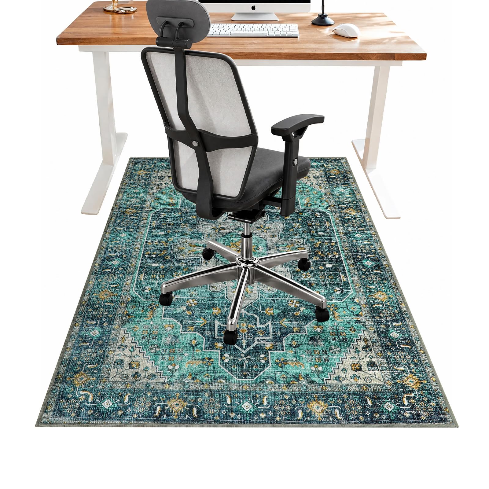 Anidaroel Tapete de cadeira de 91 cm x 122 cm para piso de madeira/azulejo, tapetes de cadeira de mesa para pisos duros, protetor de tapete para cadeira de rodinhas, tapete de cadeira de jogos de