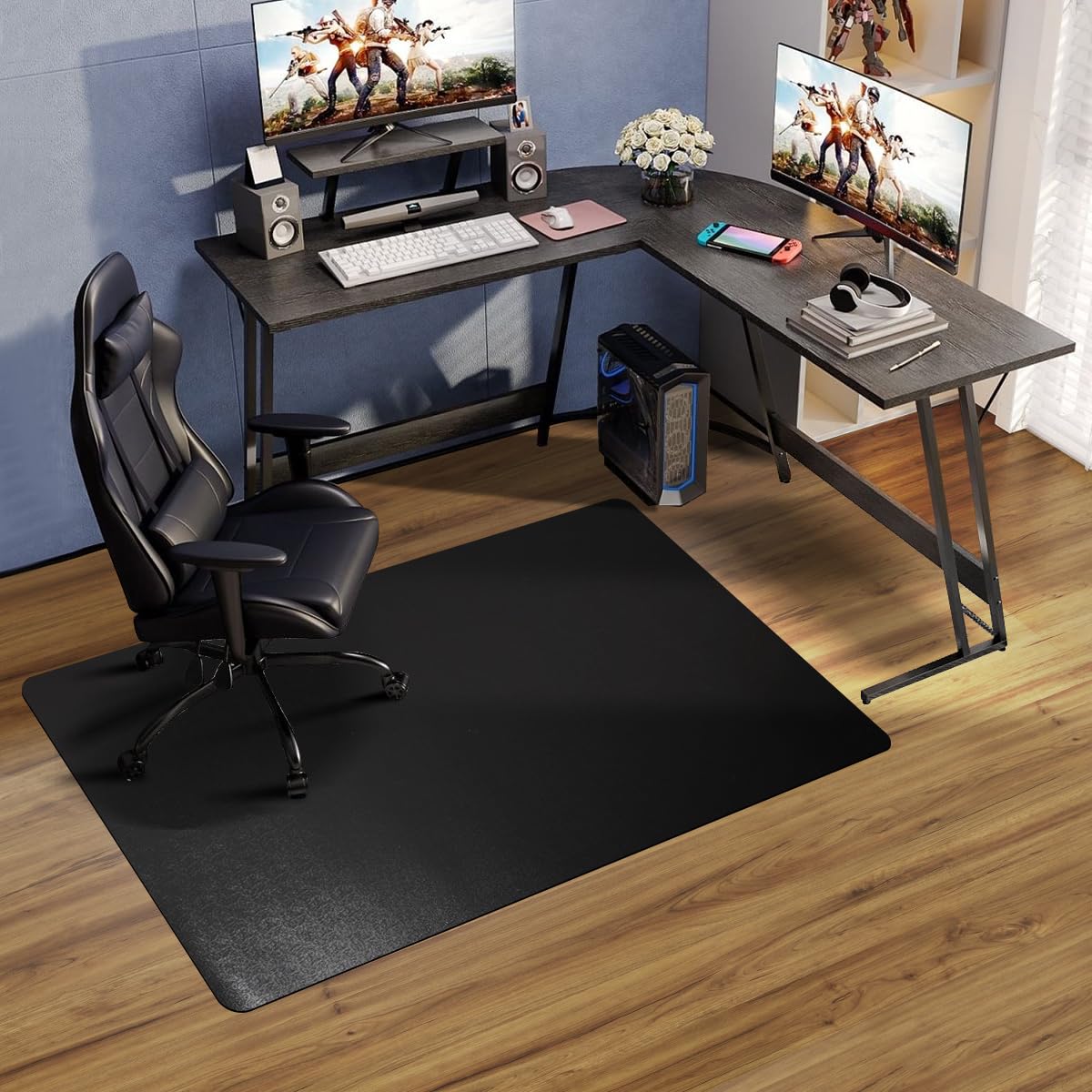 Tapete de cadeira de escritório para piso de madeira, 91 cm x 122 cm, antiderrapante, impermeável, protetor de chão, tapete de cadeira de mesa para cadeiras de rodas, tapete de computador resistente e