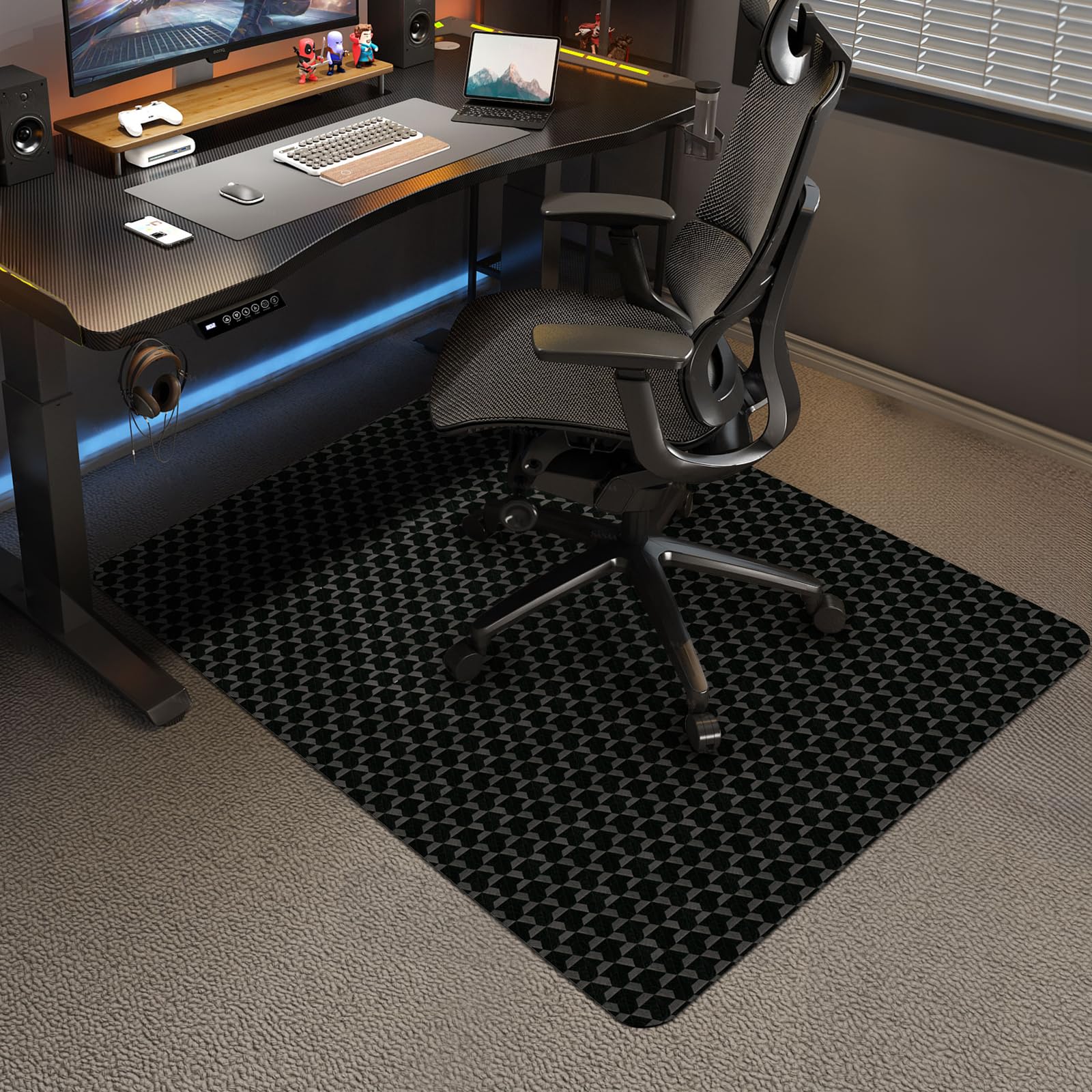 Vicwe Tapete de cadeira de escritório para carpete, 122 x 91 cm, antiderrapante, impermeável, protetor de chão, tapete de cadeira de mesa para cadeiras de rodas, tapete de cadeira resistente com