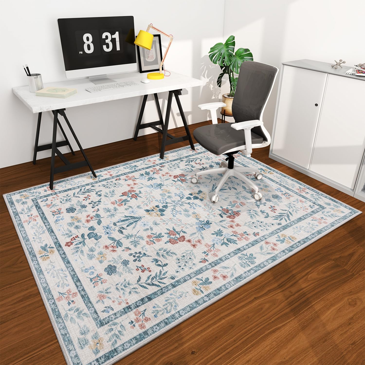 chakme Tapete de cadeira de escritório para piso de madeira, 183 cm x 122 cm, protetor de mesa de computador, fácil de deslizar, para cadeira de rodinhas embaixo da mesa, suporte antiderrapante, lavar