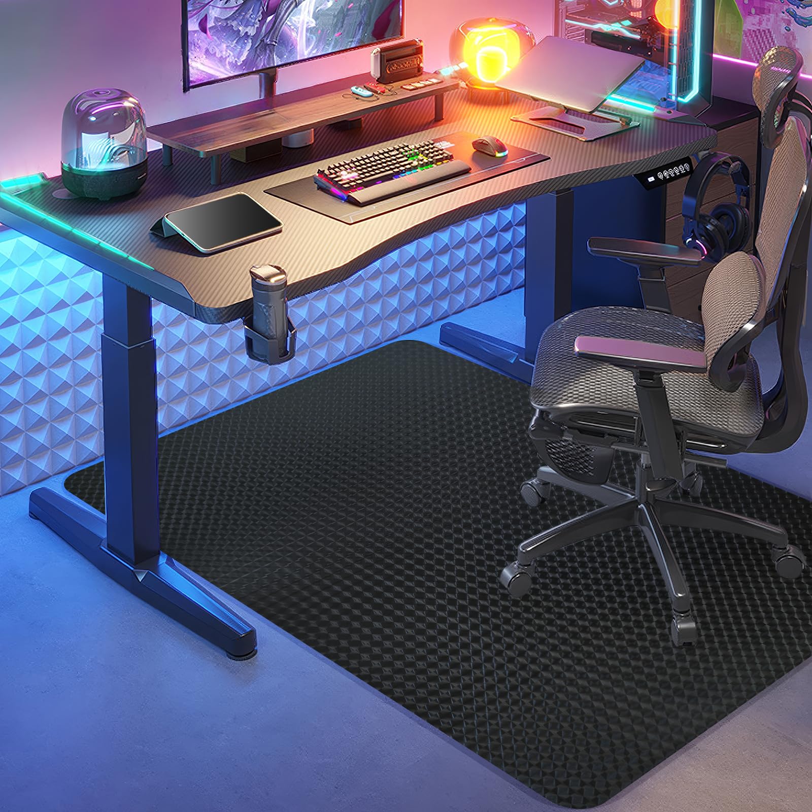 Vicwe Tapete de cadeira de jogos para piso de madeira, tapete de cadeira de escritório de 139 x 91 cm, tapete de cadeira de computador de PVC, deslizamento fácil, protetor de chão para cadeira de