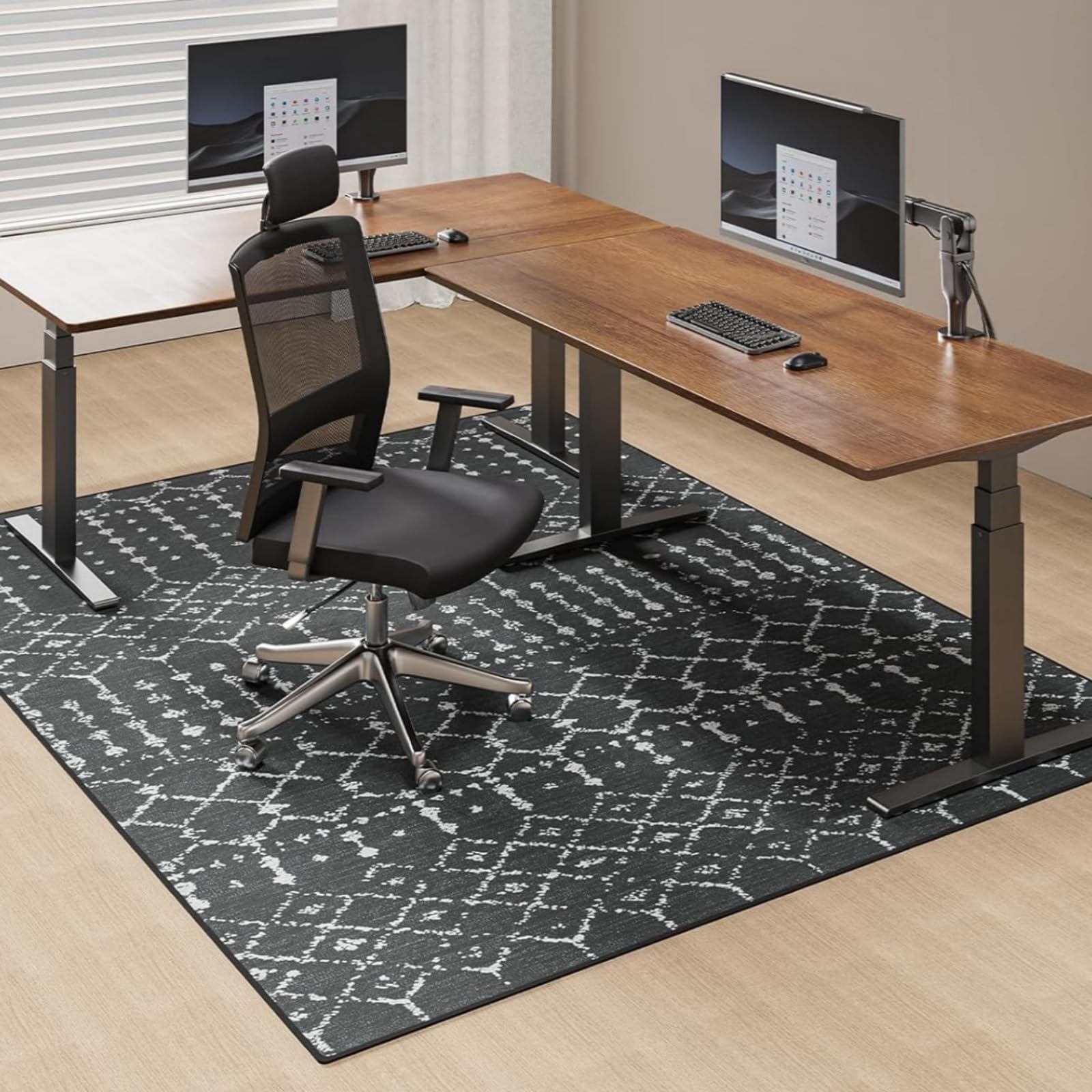 Tapete de cadeira de escritório para pisos duros, tapete de cadeira grande de 190 cm x 152 cm para piso de madeira, protetor de piso antiderrapante para cadeira de rodas, tapete lavável para