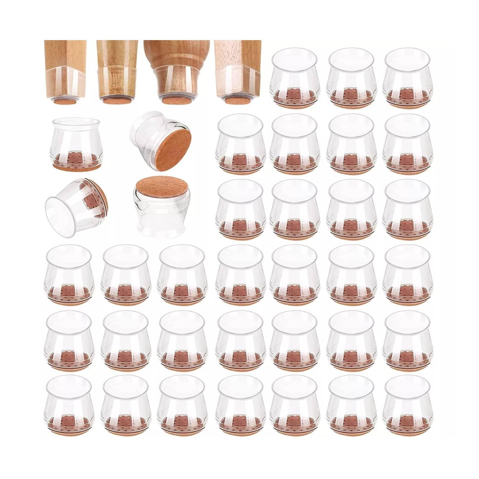 FINYQBET Protetores de Pernas de Cadeira - 36 Peças em TPU Transparente e Resistente, Antirruído e Protetor de Pisos Adequado, Para Cadeiras de Mesa, Sofás e Móveis