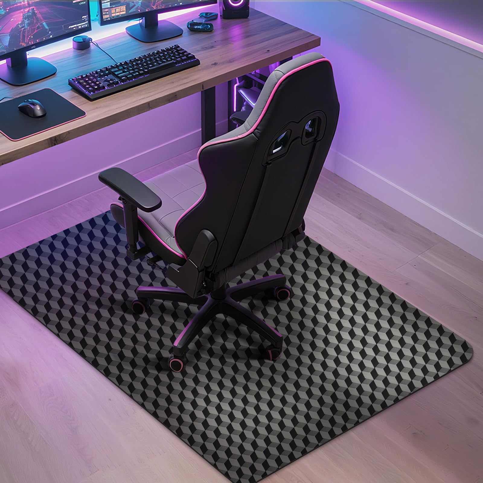 AiBOB Tapete de cadeira de jogos para pisos de madeira – 122 cm x 91 cm Tapete para cadeira de escritório para piso duro e azulejo | Tapete protetor antiderrapante | Tapete de mesa de computador para