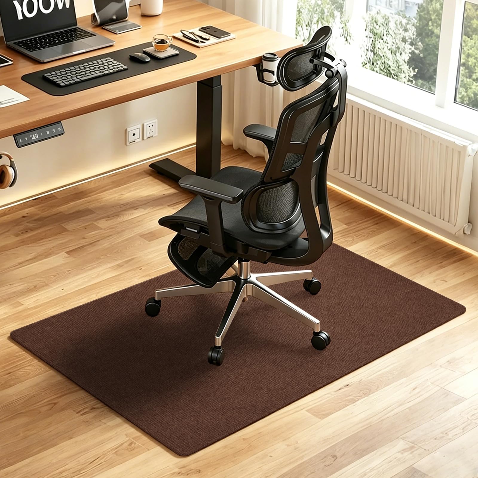 Tapete de cadeira de escritório para piso de madeira, tapete de cadeira antiderrapante para mesas de jogos e computador, protetor de piso grande para cadeira de rodas, fácil de limpar, 122 x 91 cm