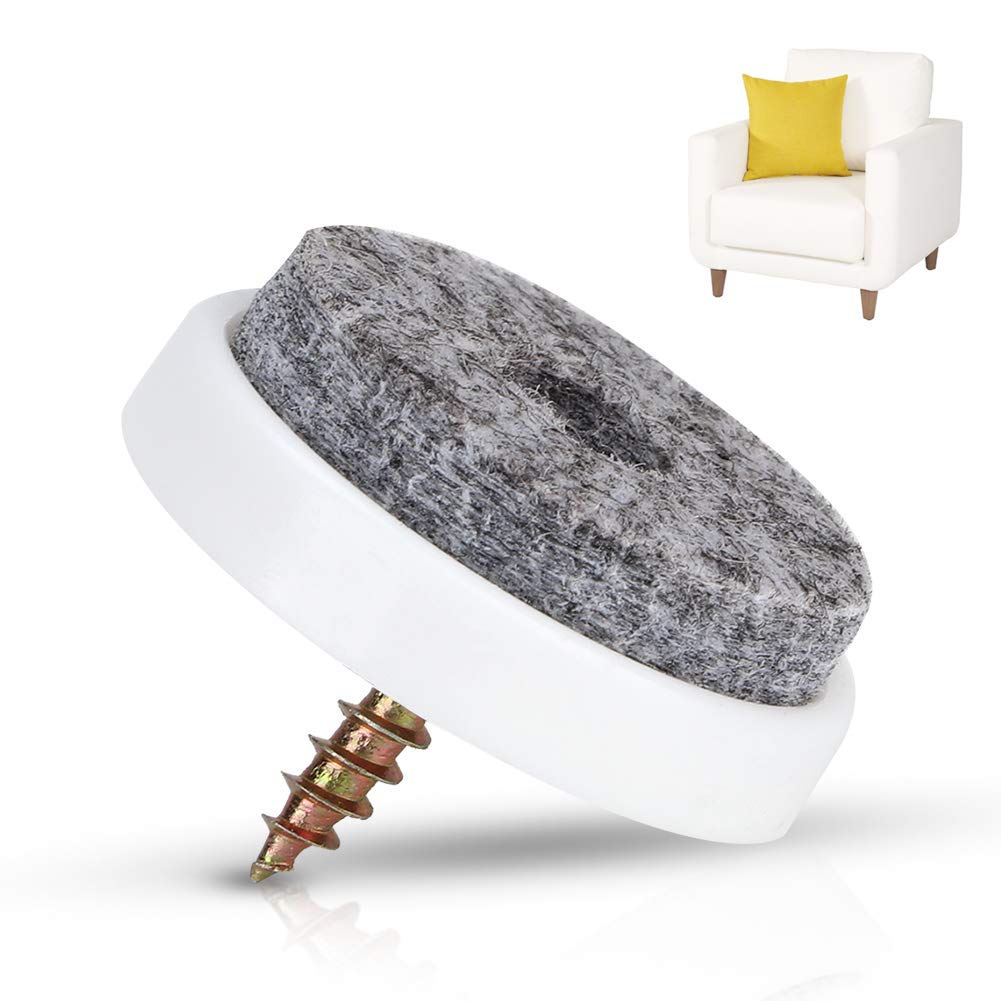 Aramox 50 Peças Almofadas de Feltro para Móveis Antiderrapantes para Proteção de Piso de Perna de Cadeira de Mesa Com Parafusos de Aço Inoxidável, Evita Arranhões Em Móveis de Piso de (28mm)