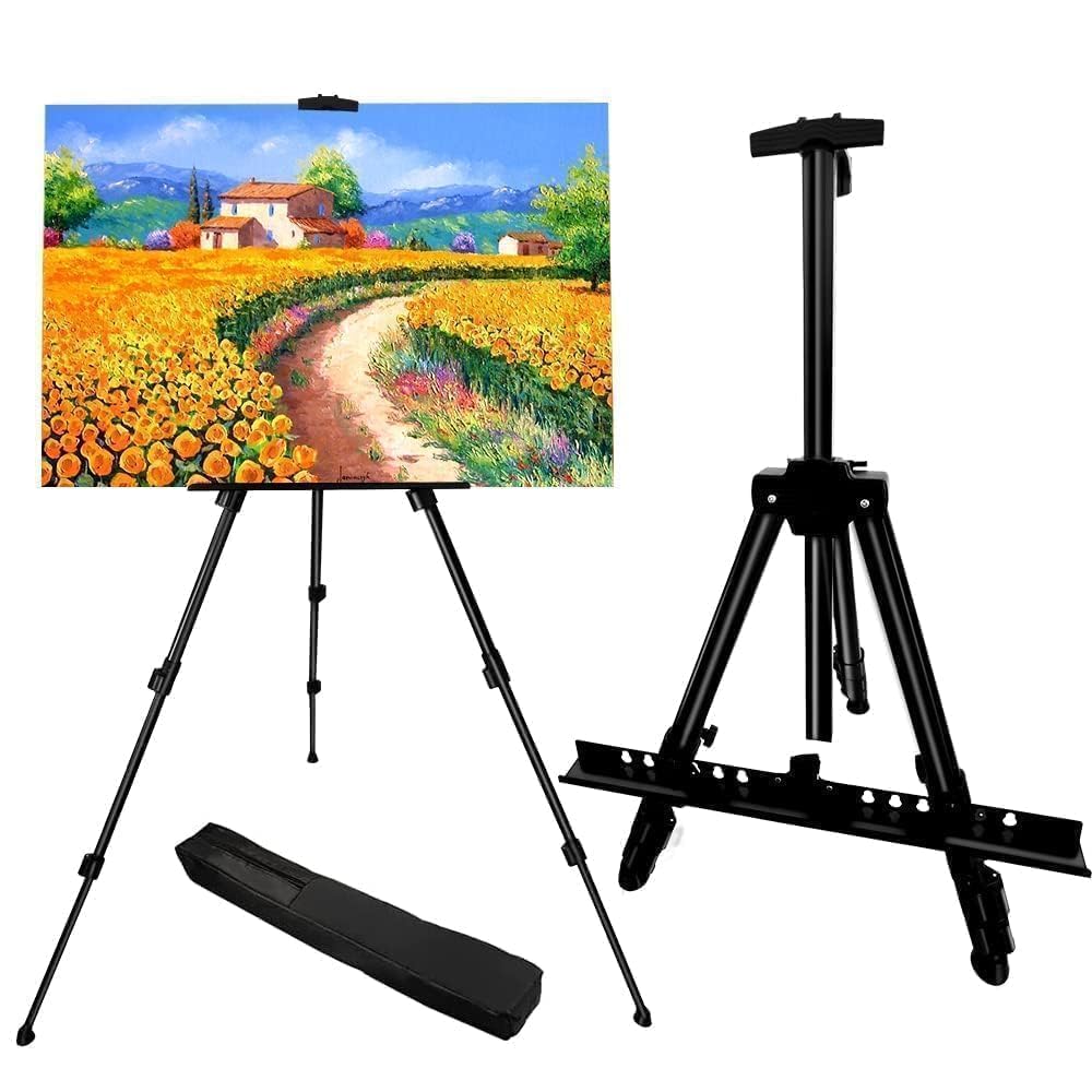 RRFTOK Suporte de cavalete para placa e pintura: Cavaletes de tripé de metal ajustáveis portáteis para exibição de altura de 43 a 166 cm - Suporte de tela para pintura de mesa/piso - presentes para
