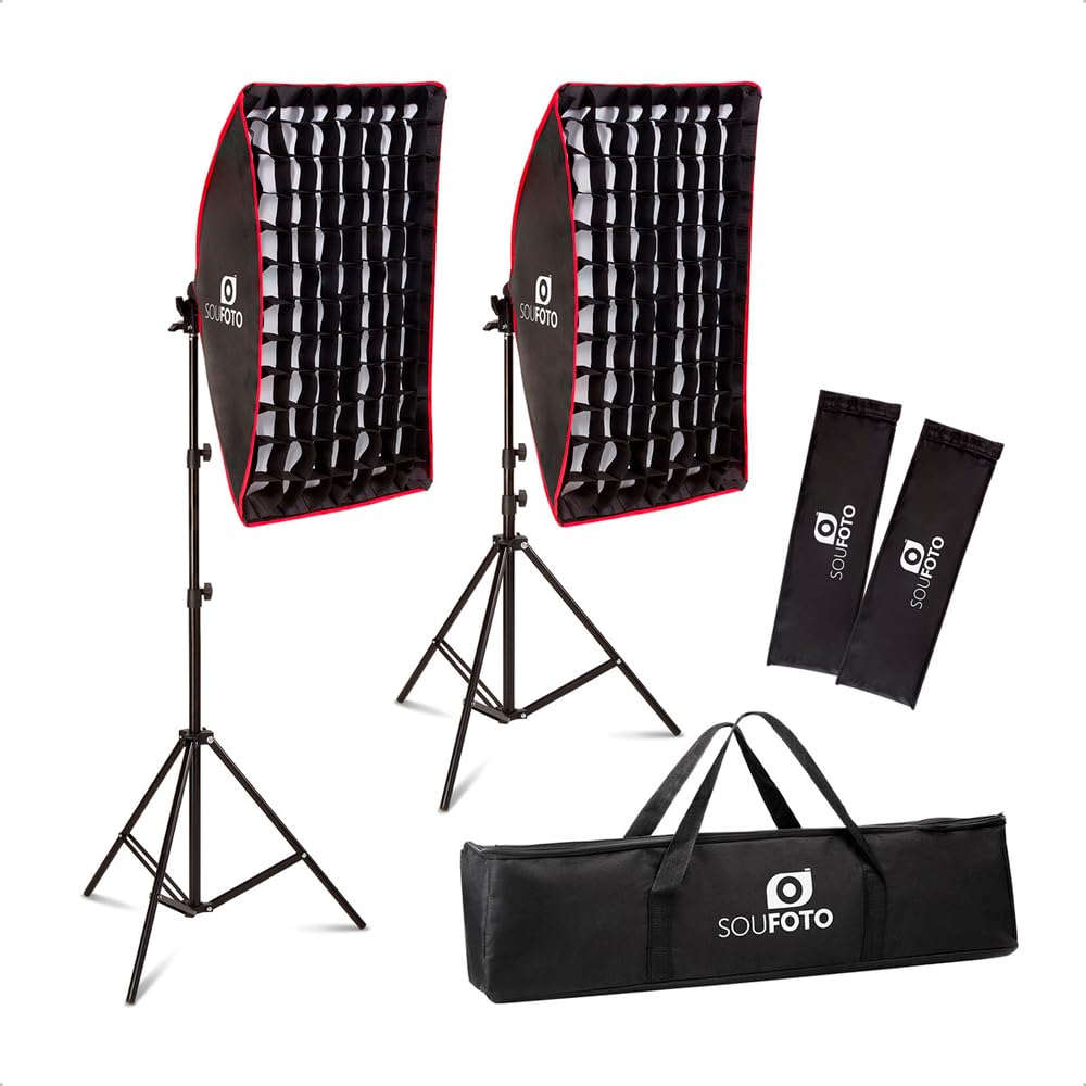 Kit de Iluminação para Vídeo SOU FOTO, Softbox, Tripé, Tela Grid