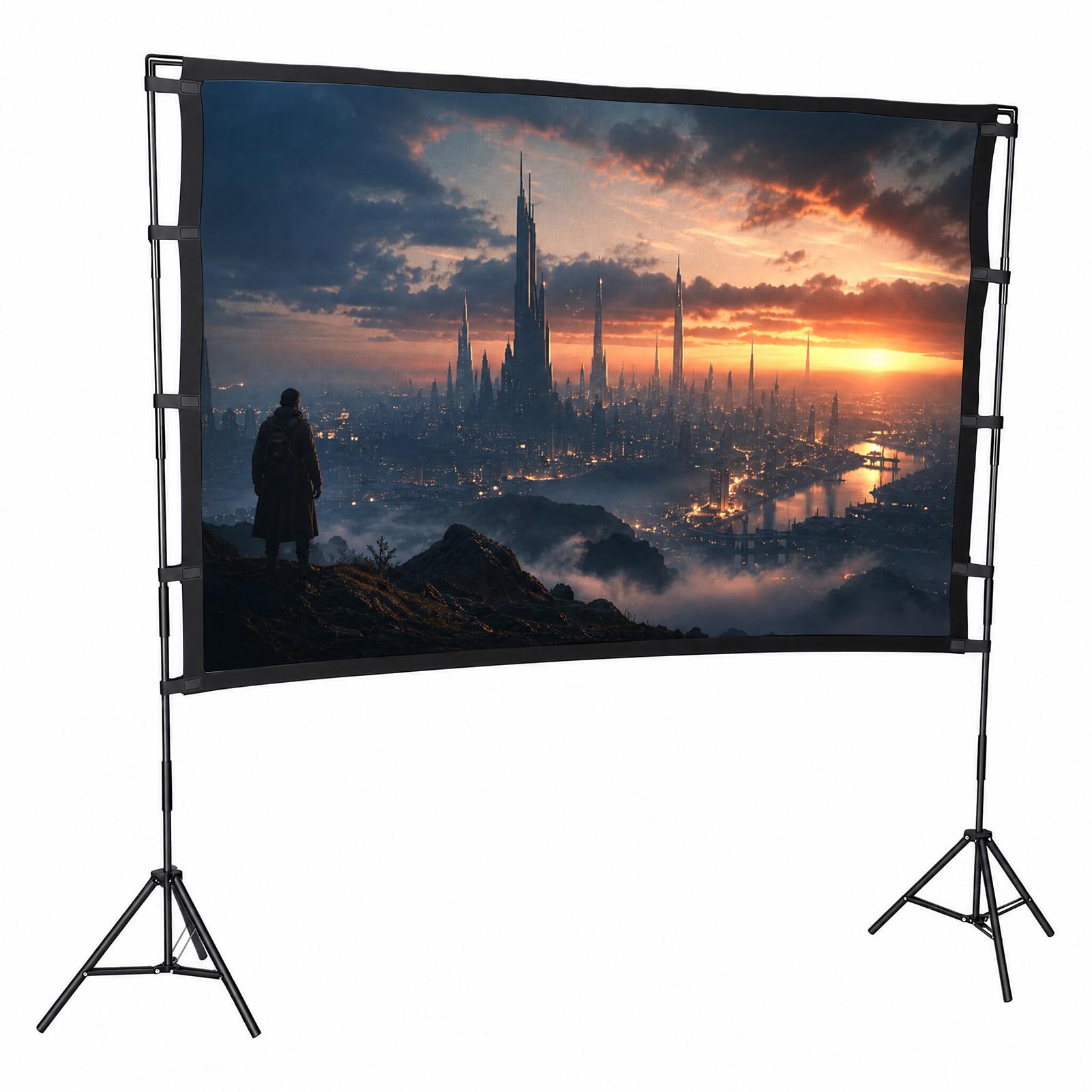 Sanpyl Tela de Projeção Portátil Com Suporte de tripé, Tela de Projeção de Filme Ao Ar Livre de 84 Polegadas 16:9, para Camping Home Theater