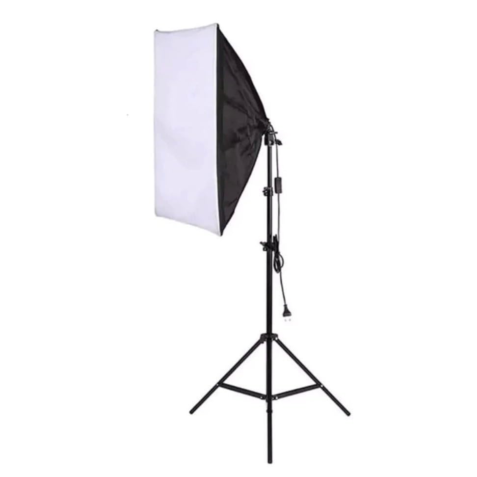 Kit Softbox 50x70 + Tripé 2m Estúdio Fotografia Iluminação Bivolt Bocal E27 com Tela Difusora(1PC)