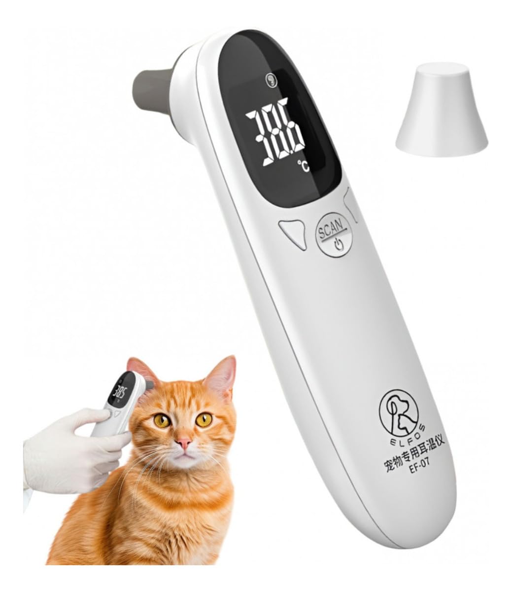 Termômetro de Ouvido para Animais de Estimação, Bebês, Crianças e Adultos, com Alarme de Febre, Memória e Display LCD