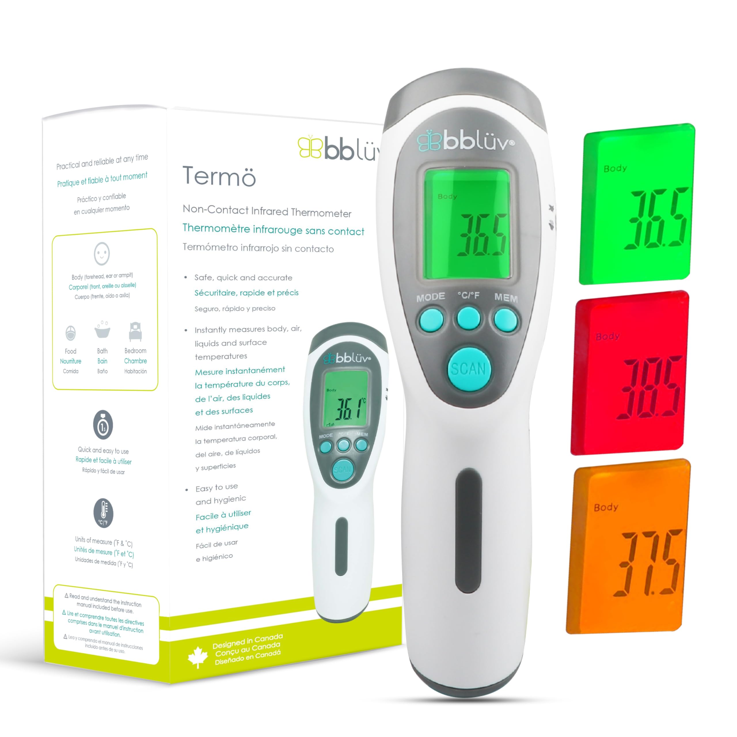 bblüv – Termö – Termômetro digital infravermelho, temperatura da testa sem contato para adultos e crianças