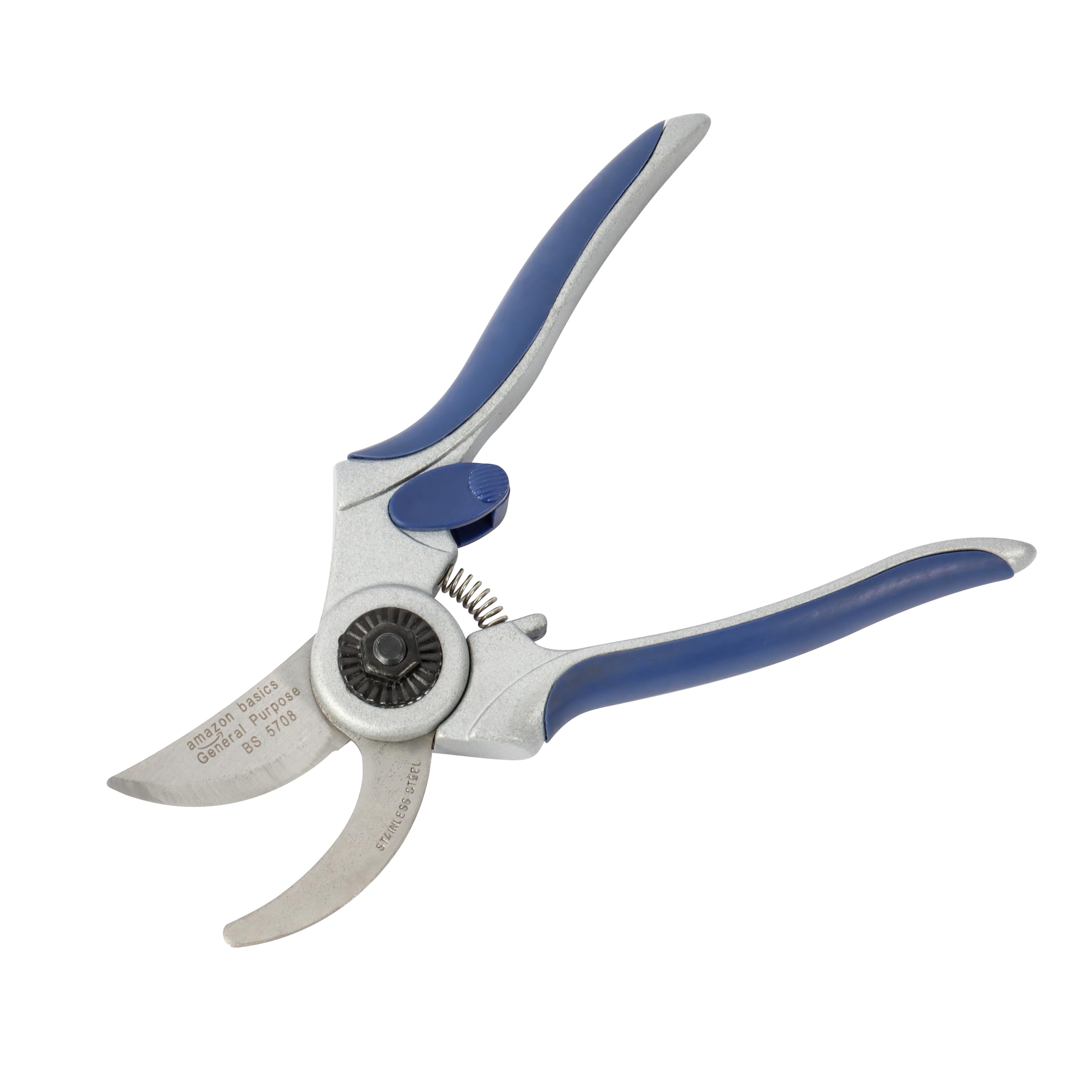 Amazon Basics Podadores manuais profissionais, tesouras de poda para jardinagem, tesoura de jardim bypass de aço de 18 cm, azul