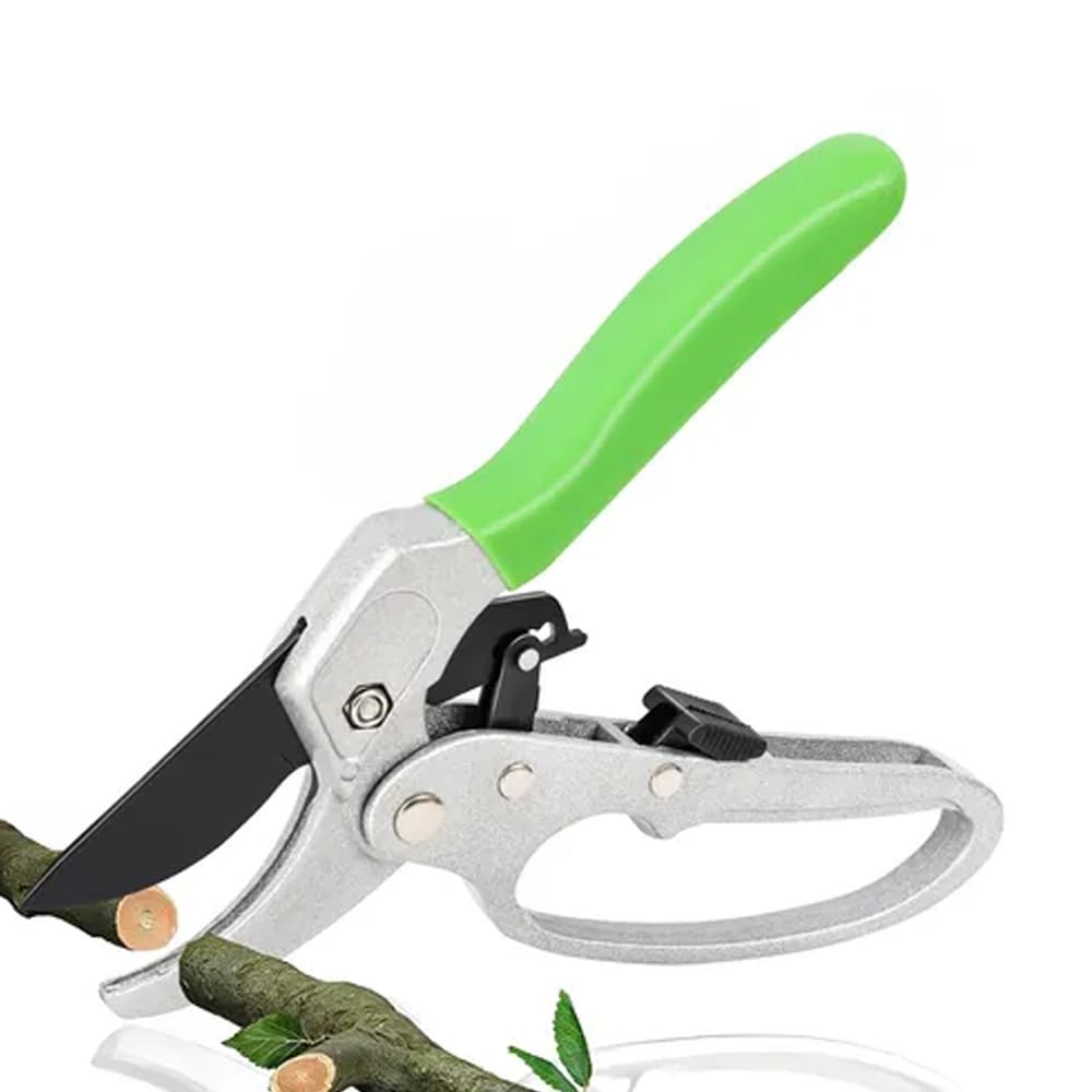 Tesoura Poda Catraca Lâmina Afiada Cabo Antiderrapante Jardim | Catraca 3 estágios, Corte galhos 1,9cm, Cabo alumínio, Lâmina precisa