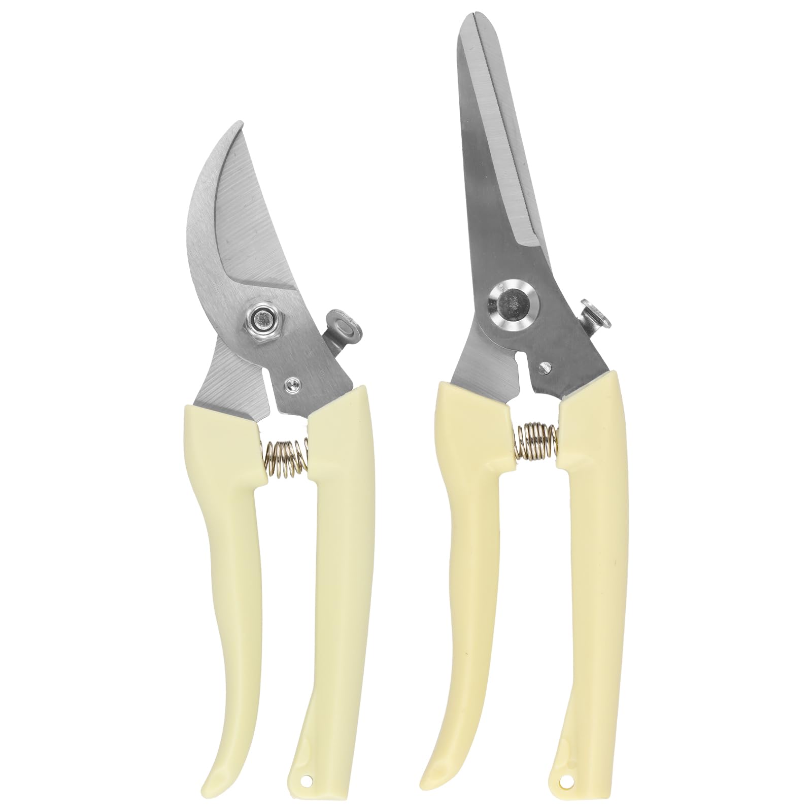 Kit 2 Tesouras de Poda Jardinagem em Aço Inox, Ponta Curva e Reta, Tesoura de Jardim Profissional com Cabo Antiderrapante, Alicate de Poda para Plantas, Flores, Galhos e Frutíferas