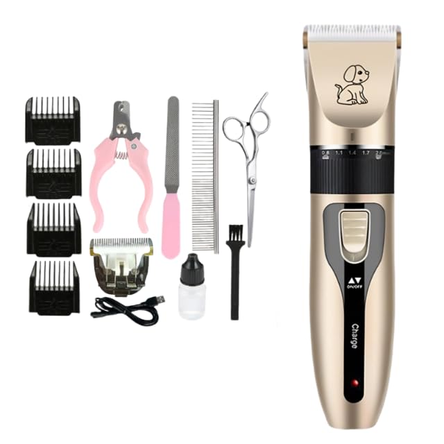 Kit De Tosa Silencioso Para Cães E Gatos Com Lâmina Cerâmica Profissional - Aparador Elétrico Ajustável Completo Uso Doméstico