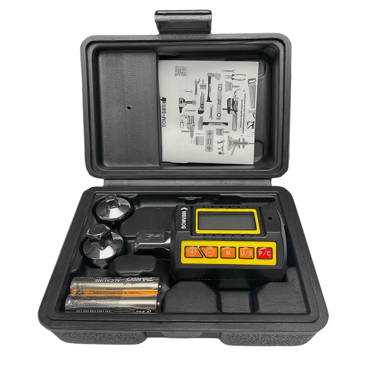 Torquímetro Digital 13.5 a 135 N.m com Display Iluminado Profissional com Alarme e Adaptadores com Pico e Tempo Real 135 N.m Torquímetro Eletrônico com 3 Modos de Medição e 2 Bicos