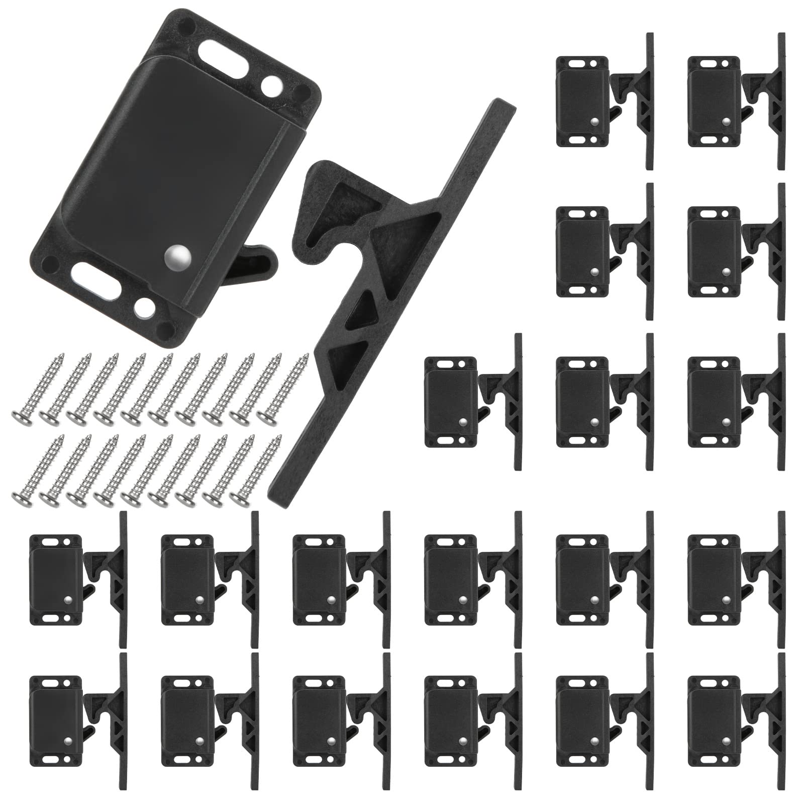 Pacote com 20 travas de porta de armário para trailer, trava de gaveta de 4,5 kg, força de tração, trincos e travas de gaveta para trailer, trailer, motorhome, cozinha, motorhomes, barcos