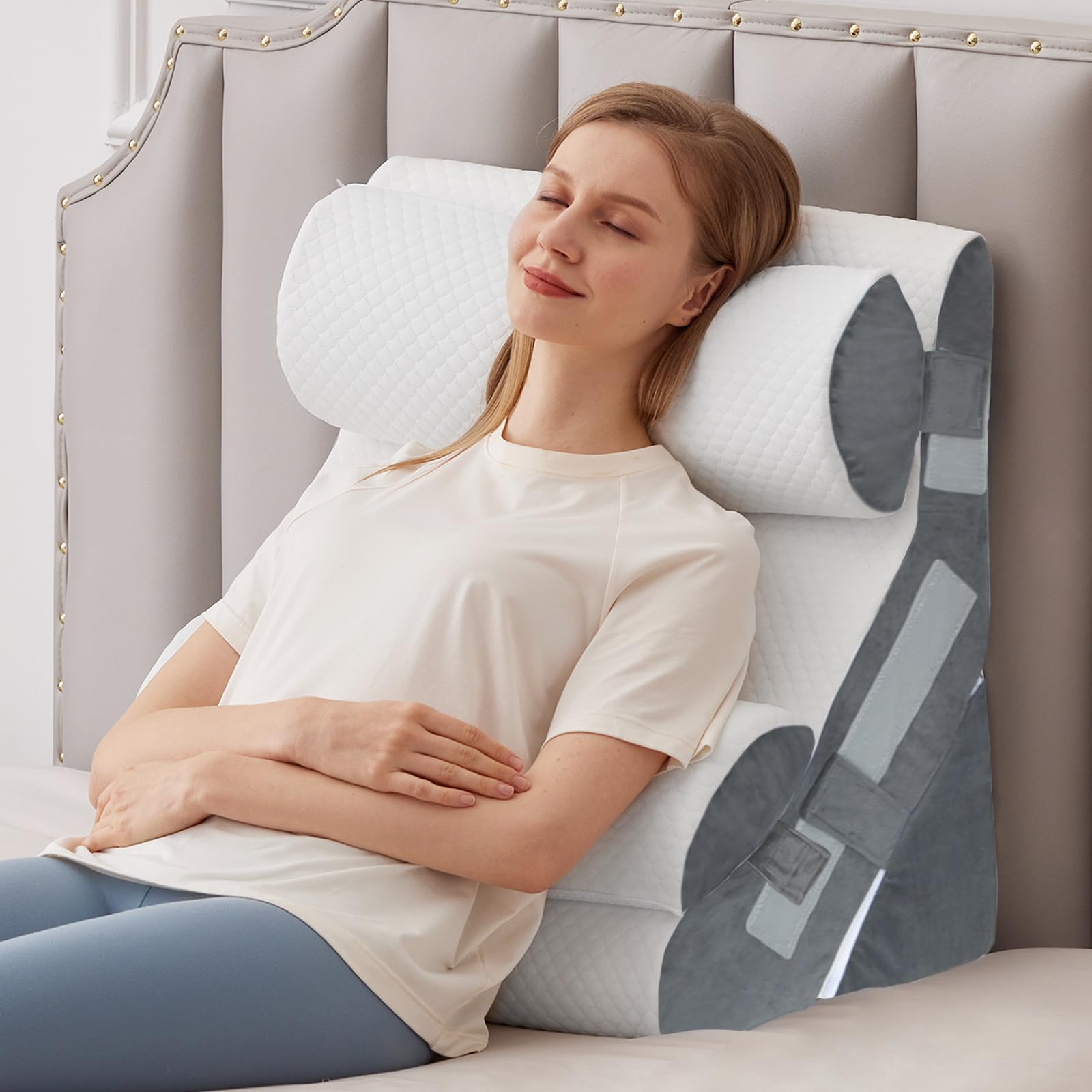 MEGCXIT 4 almofadas de cama para cabeceira, almofada de cunha ajustável para apneia do sono, conjunto de almofada triangular de 58 cm de largura para pós-cirurgia, alívio de refluxo ácido, ronco