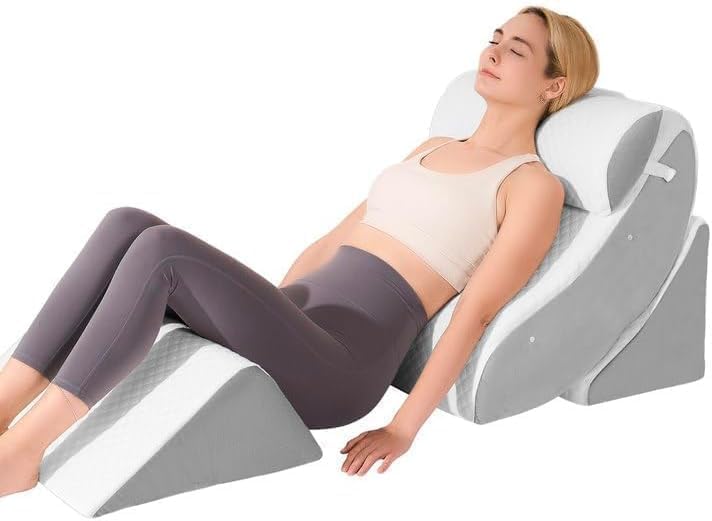 OAISZ Conjunto de 4 almofadas de cunha para pós-cirurgia, cama ajustável para dormir, alívio de refluxo ácido, recuperação pós-cirurgia, suporte para as costas, elevação da perna, conjunto de