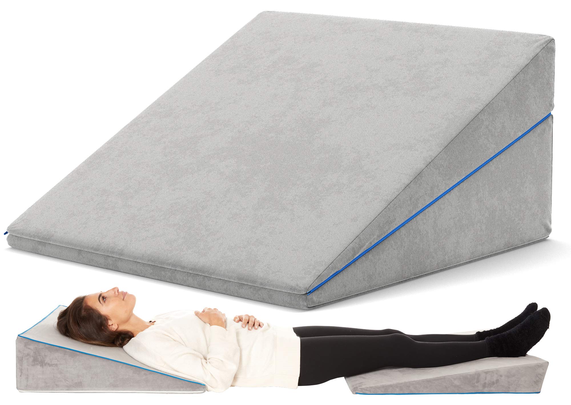 Travesseiro para cama – Suporte 3 em 1 – Ajustável para 11 cm, 19 e 30 cm – Tecnologia combinada de zíper | Almofada de espuma viscoelástica para dormir, refluxo ácido, antironco, lavável na máquina