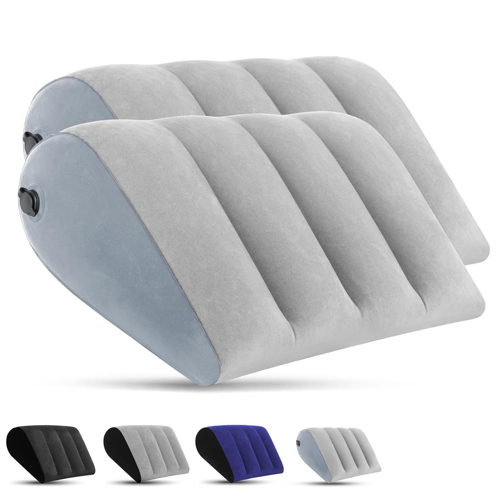 TheClover Travesseiro inflável de cunha para refluxo ácido e ronco – 2 peças de altura ajustável, travesseiro portátil de PVC adulto para dormir, viagens, recuperação pós-cirurgia, suporte para costas