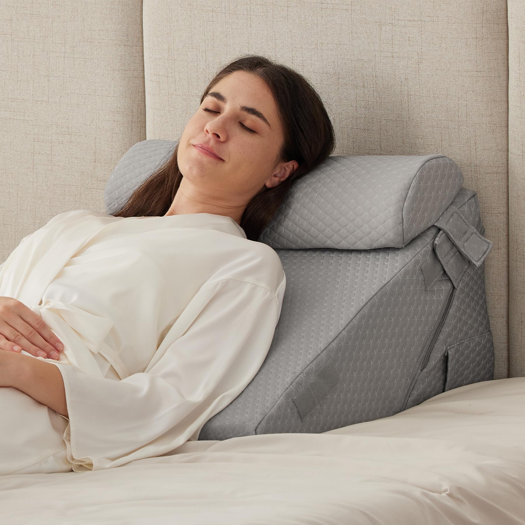 Ruqmuis Conjunto de almofadas de cunha para pós-cirurgia, 3 peças ajustáveis de 23 e 30 cm para dormir, almofada inclinada para cabeceira, pós-cirurgia, refluxo ácido, suporte de pescoço e costas