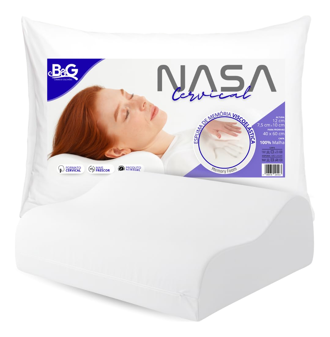 Travesseiro Cervical Nasa Ergonômico Suporte Inteligente para Pescoço | Fronhas 50x70cm B&G