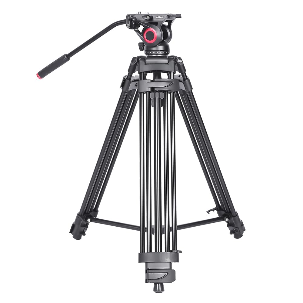 miliboo MTT601A Tripé Hidráulico Profissional 10 kg com Cabeça Fluida 360°, em Alumínio Aeronáutico com Espalhador de Nível Médio, para DSLR Câmera e Vídeo Filmagem Estúdio Gravação Eventos