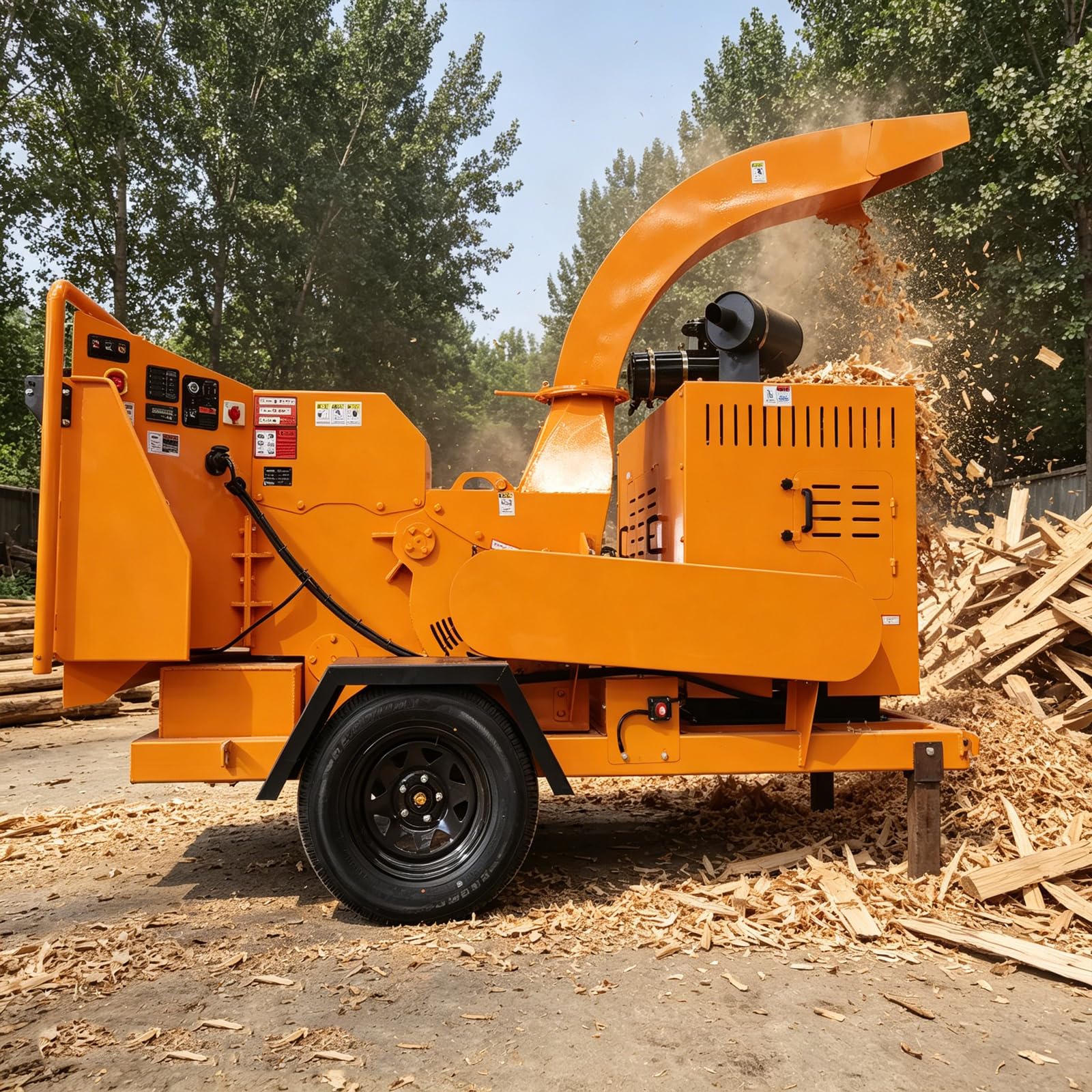 Máquina trituradora de madeira comercial resistente Triturador de galhos Máquina trituradora de árvores com capacidade de 15 cm Sistema de tambor de alto torque para uso florestal