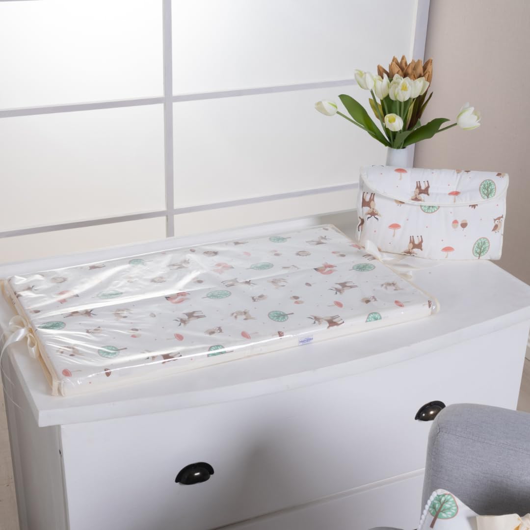 Kit Trocador de Cômoda + Trocador Portátil Impermeável Plastificado Estampado (Raposinha)