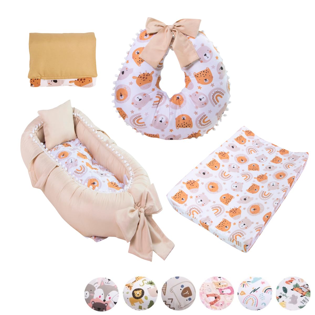 Kit Ninho Redutor Bebê + Almofada Amamentação + Trocador Anatômico Impermeável + Trocador Portátil Menina Menino(COALA)