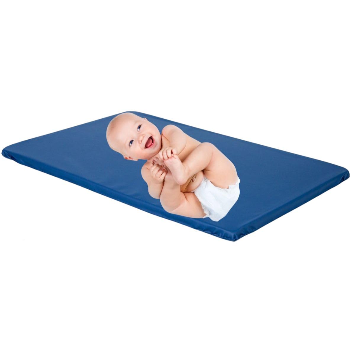 Trocador De Fraldas Cômoda Fraldário Impermeável Para Bebê Menino Menina Slim, 66x44cm, Impermeável, Espuma D14, PVC Atóxico, Azul Marinho Antibacteriano
