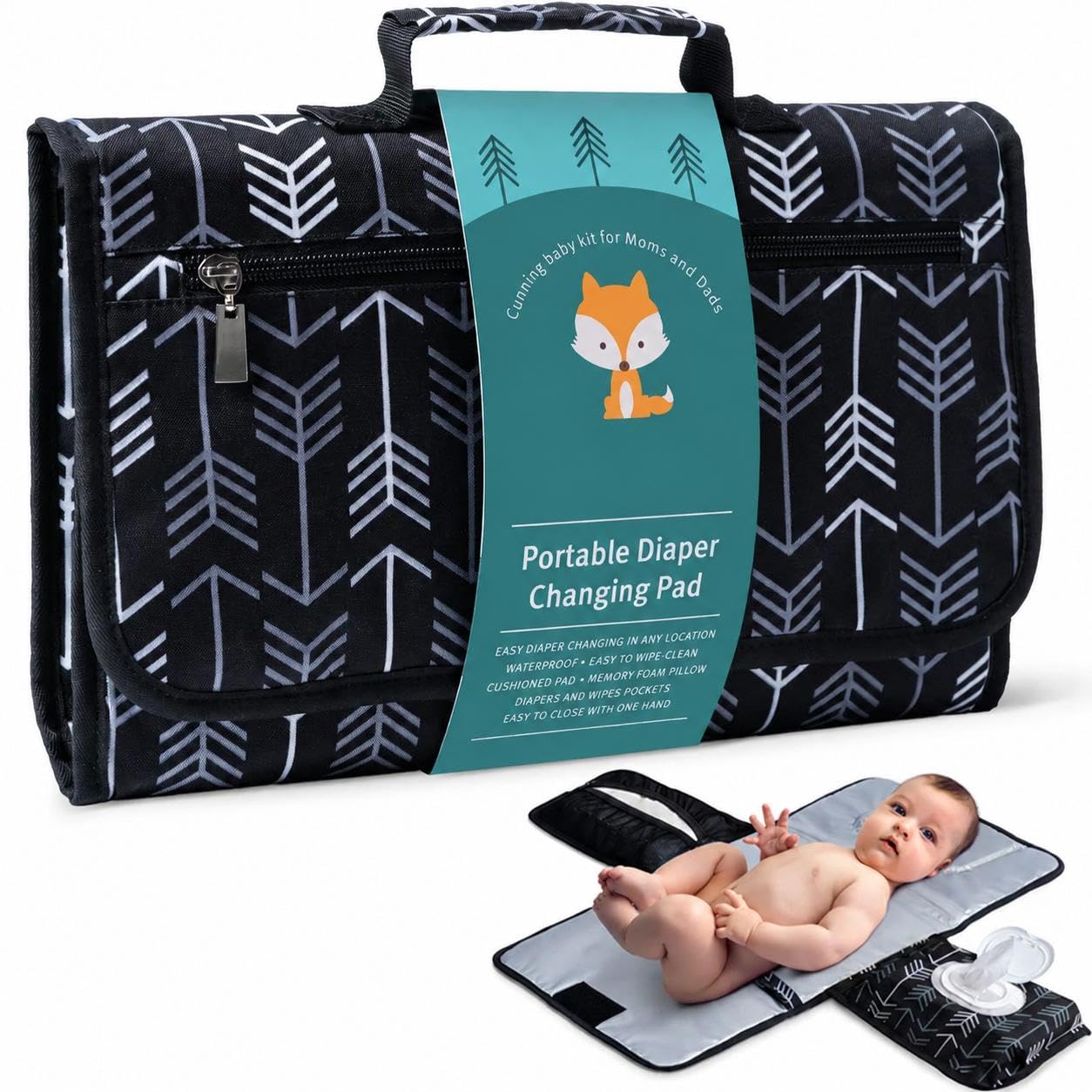 Almofada Trocador Bebe Portatil Impermeavel 3 Em 1 para Bolsa Maternidade | Almofada, Acoplado, Trocador, Laterais, Contenção, Unissex, Acolchoado, Dobrável, Higiênico, Casulo
