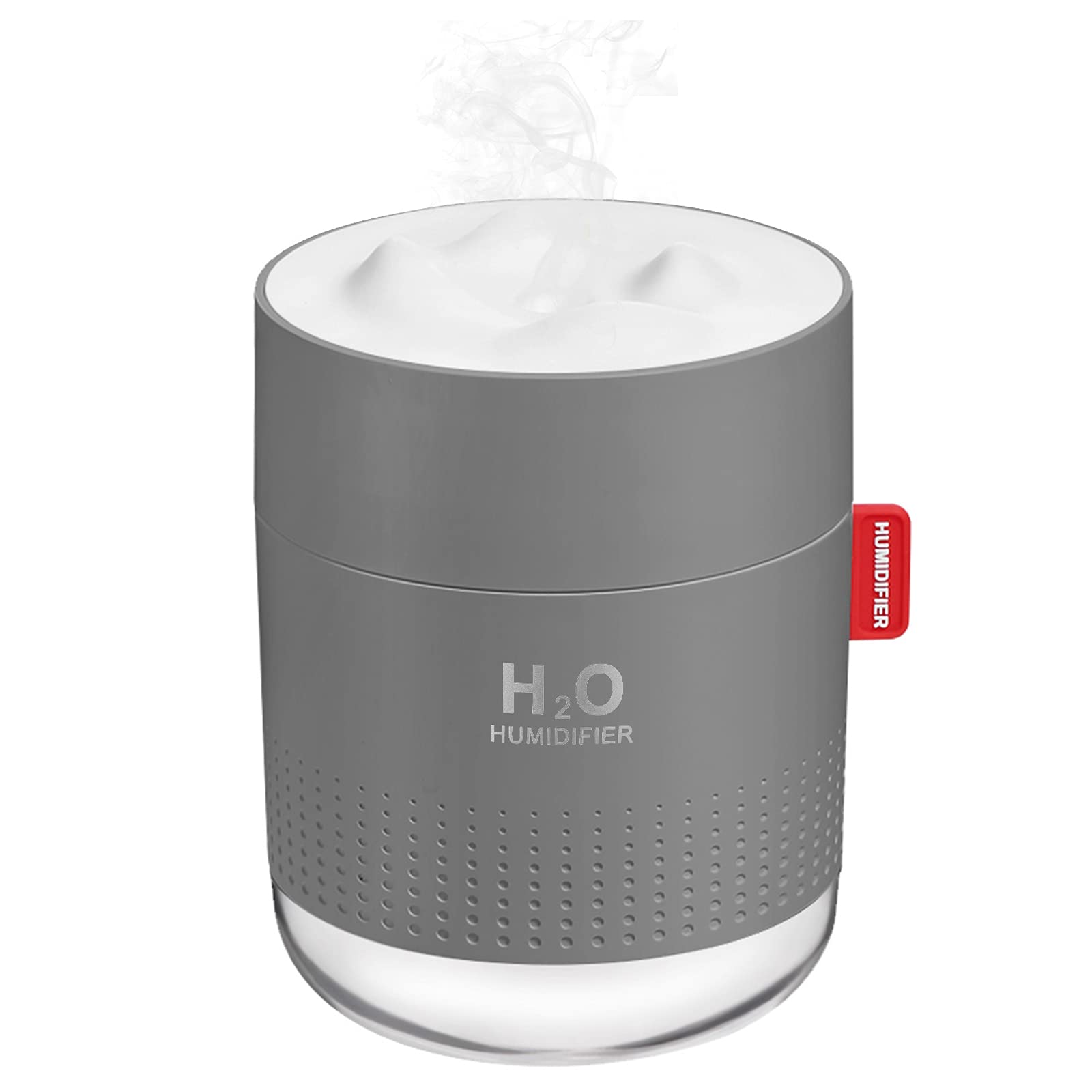 Mini-umidificador portátil de névoa fria, de mesa, pessoal, USB, 500 ml, para quarto de bebê, viagens, escritório, casa, desligamento automático, 2 modos de névoa, super-silencioso, cinza