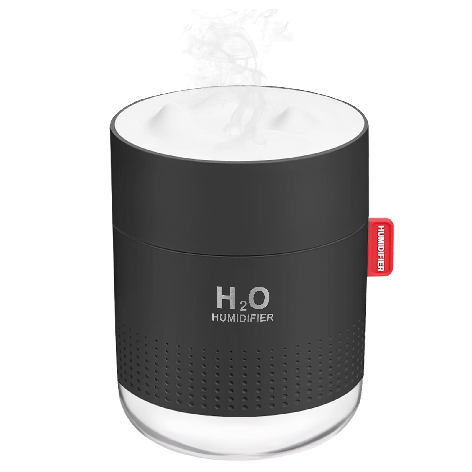 Mini-umidificador portátil de névoa fria, de mesa, pessoal, USB, 500 ml, para quarto de bebê, viagens, escritório, casa, desligamento automático, 2 modos de névoa, super-silencioso (preto)