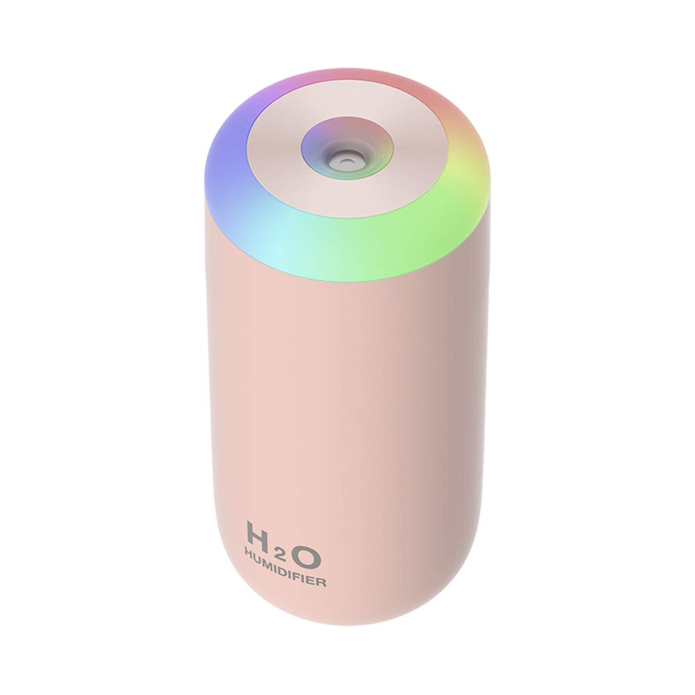 Umidificador pequeno, mini umidificador de 350 ml para plantas, pequeno umidificador portátil com luz noturna, mini umidificador USB para bebês, umidificador de plantas interno, umidificador portátil (rosa)