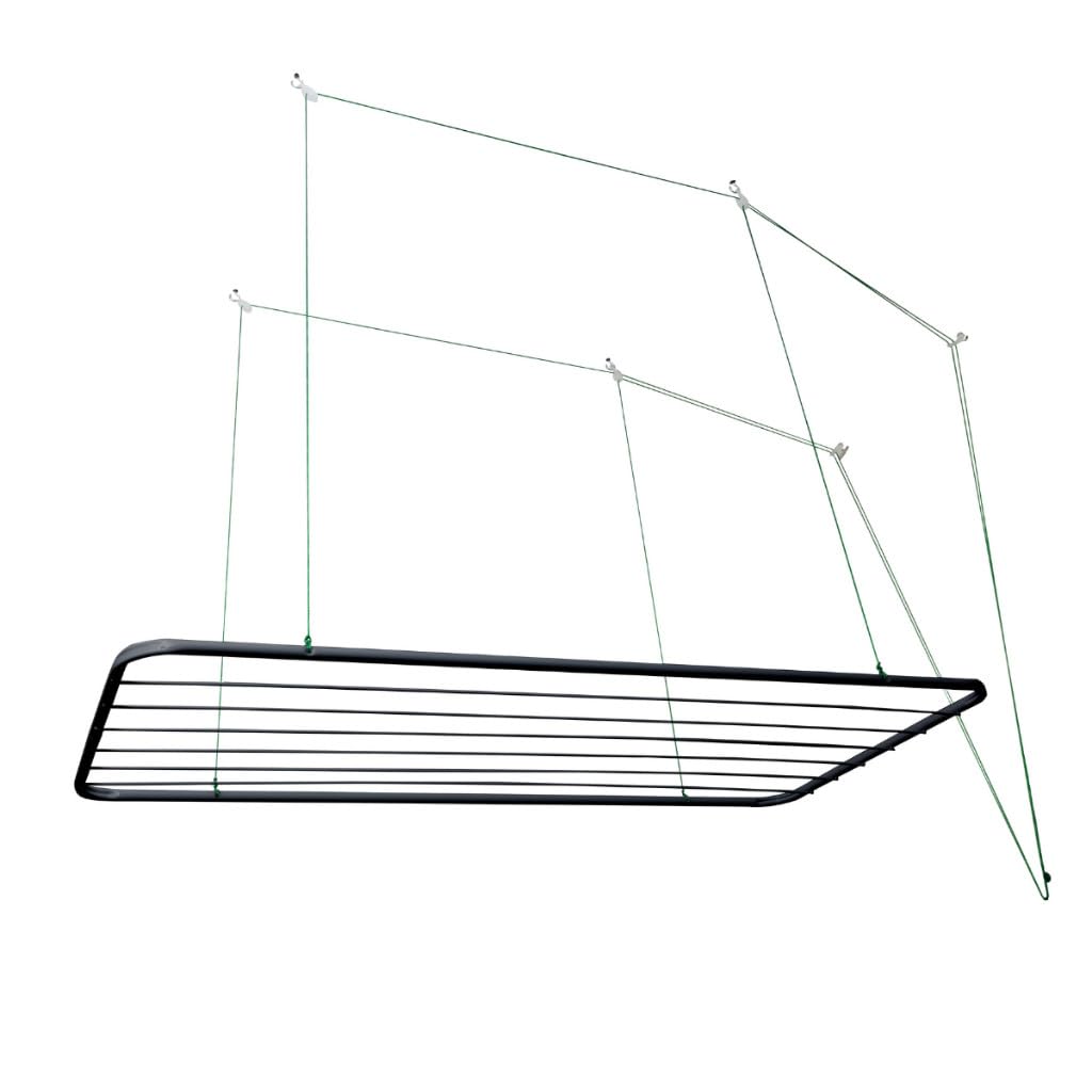 Varal De Teto 100% Aço 100cm ou 120cm C/Kit De Instalação Parafusos Fixação Secagem Roupas 13kg(Preto 100cm)