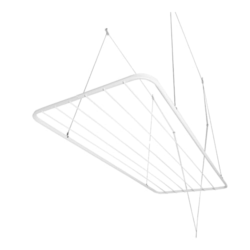 Varal De Teto De AçO Resistente De 120 Cm, Kit De InstalaçãO Completo Para Lavanderia(Branco)