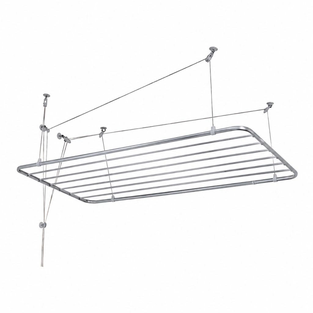 Varal de Teto em Alumínio ou Aço com Kit de Instalação Completo Suspenso para Lavanderia Apartamento e Área de Serviço Vários Tamanhos(80 CM completo)