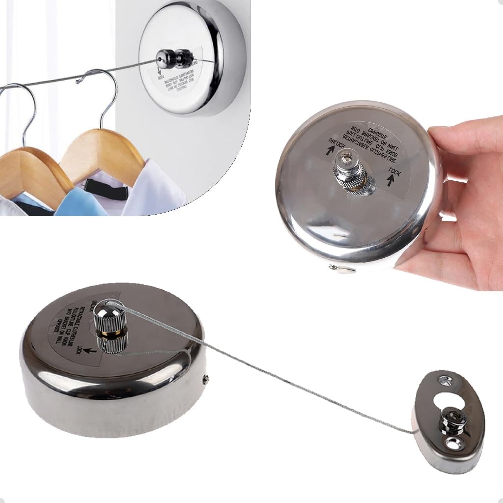 Varal Retrátil de Parede em Aço Inox Recolhivel 3m lavanderia