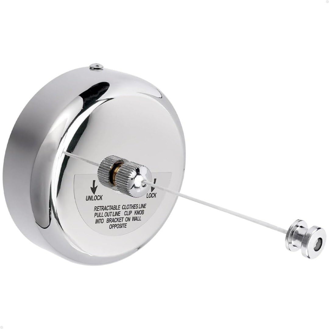 Varal de Parede Retrátil em Aço Inox Com Corda Nylon Recolhivel Extensível Cromado Lavanderia Casa Apartamento Varanda Roupa Prático Discreto - SHACK