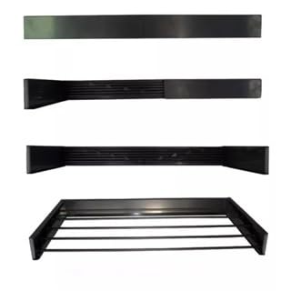 Varal De Parede Retrátil Dobrável 100cm Com 6 Varetas Reforçado Até 30kg Preto Alumínio(80 Cm Com 5 Varetas)